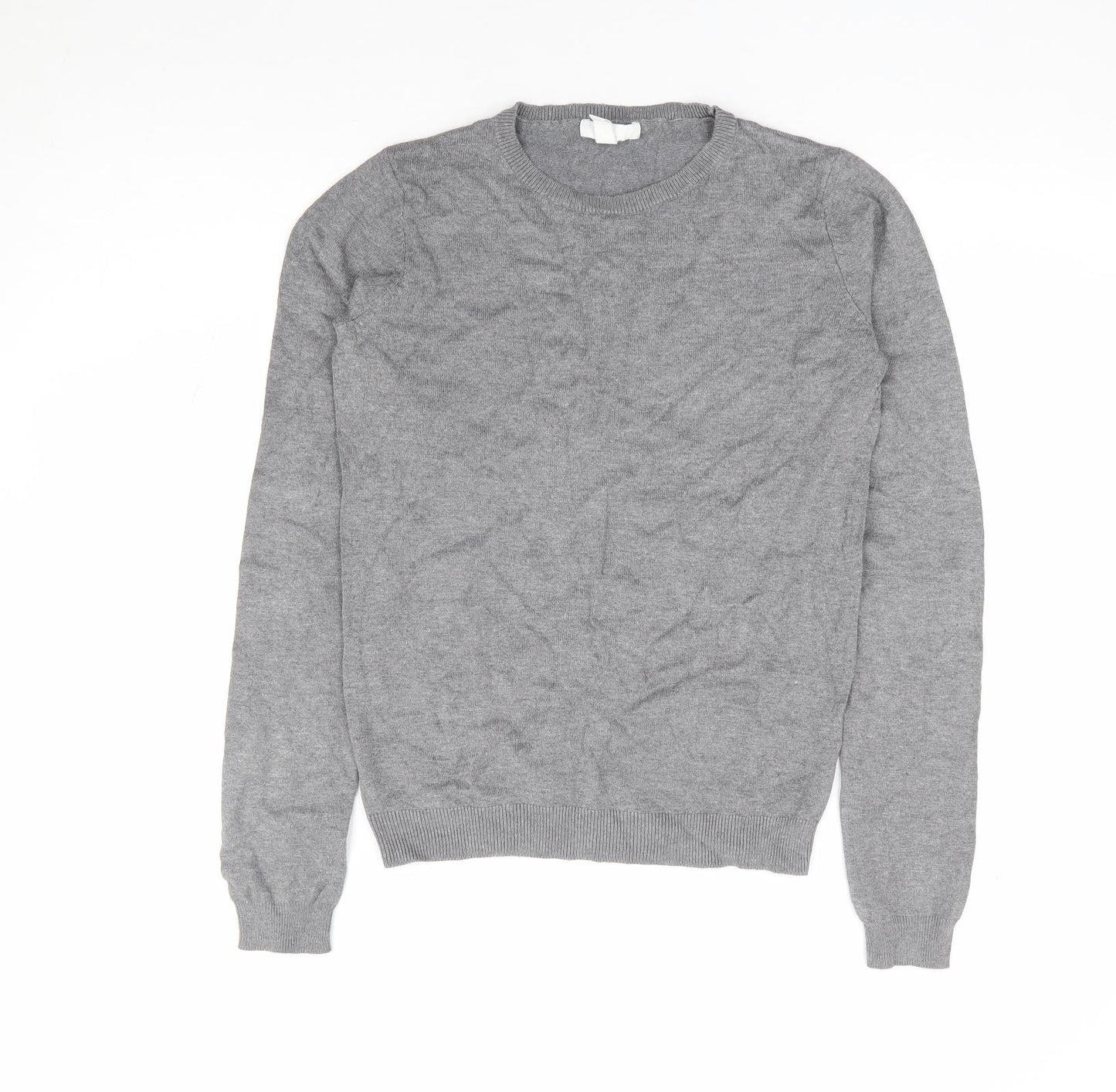 H&M Womens Grey Round Neck Viscose Pullover Jumper Size XS