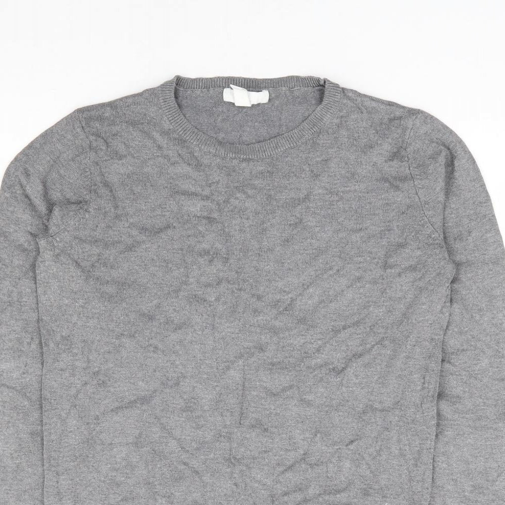H&M Womens Grey Round Neck Viscose Pullover Jumper Size XS