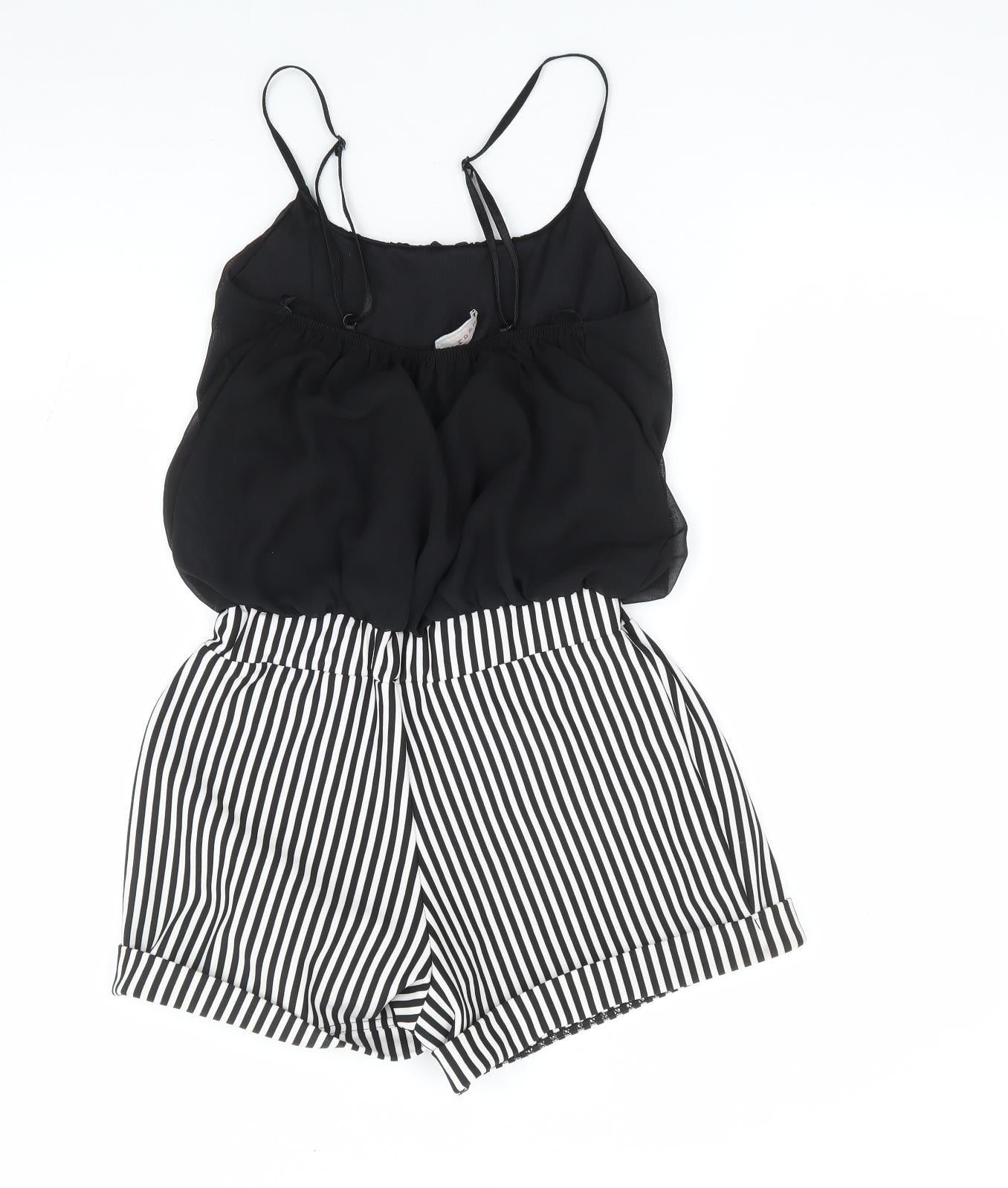 Cameo Rose Womens Black Striped Polyester Playsuit One-Piece Size 10 Pullover