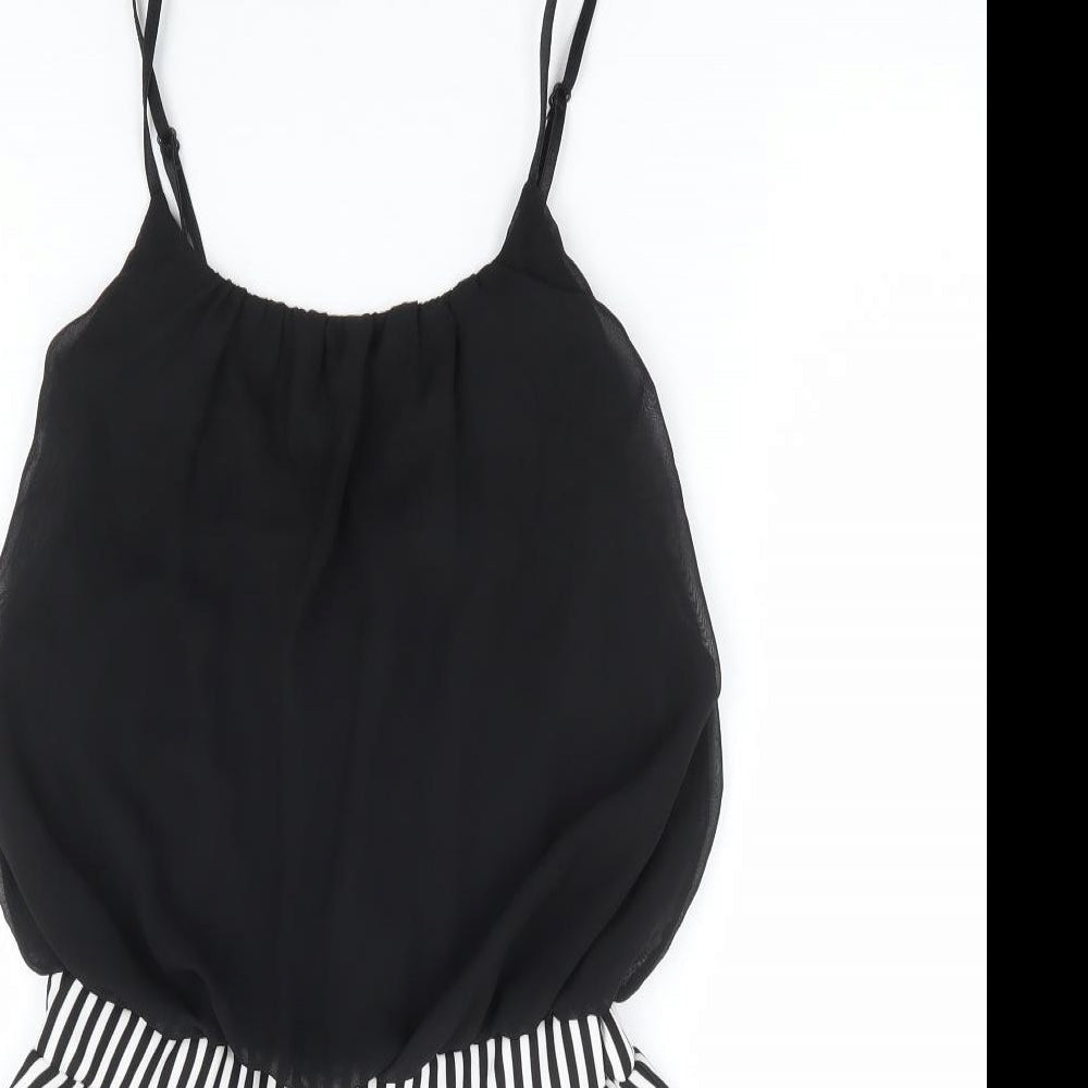 Cameo Rose Womens Black Striped Polyester Playsuit One-Piece Size 10 Pullover