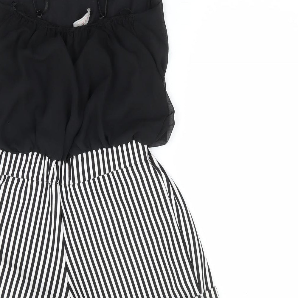Cameo Rose Womens Black Striped Polyester Playsuit One-Piece Size 10 Pullover