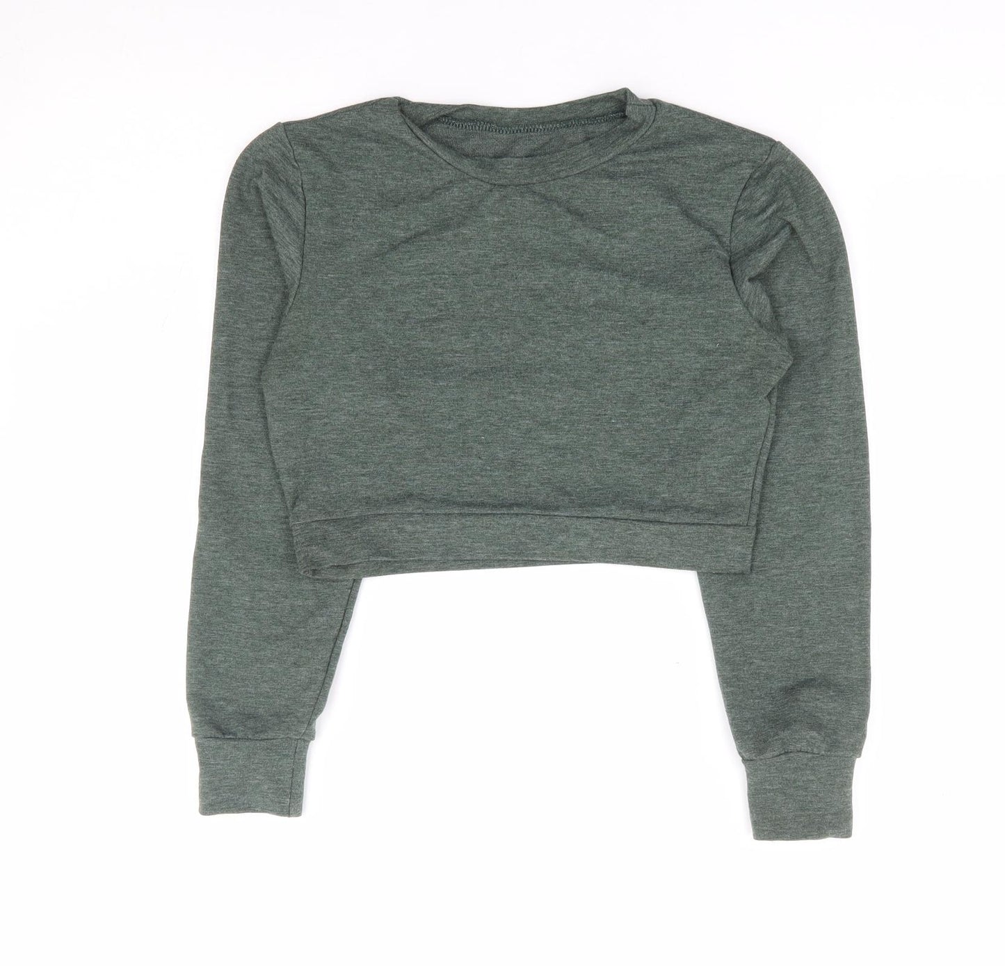 Preworn Womens Green Polyester Pullover Sweatshirt Size M Pullover - Cropped