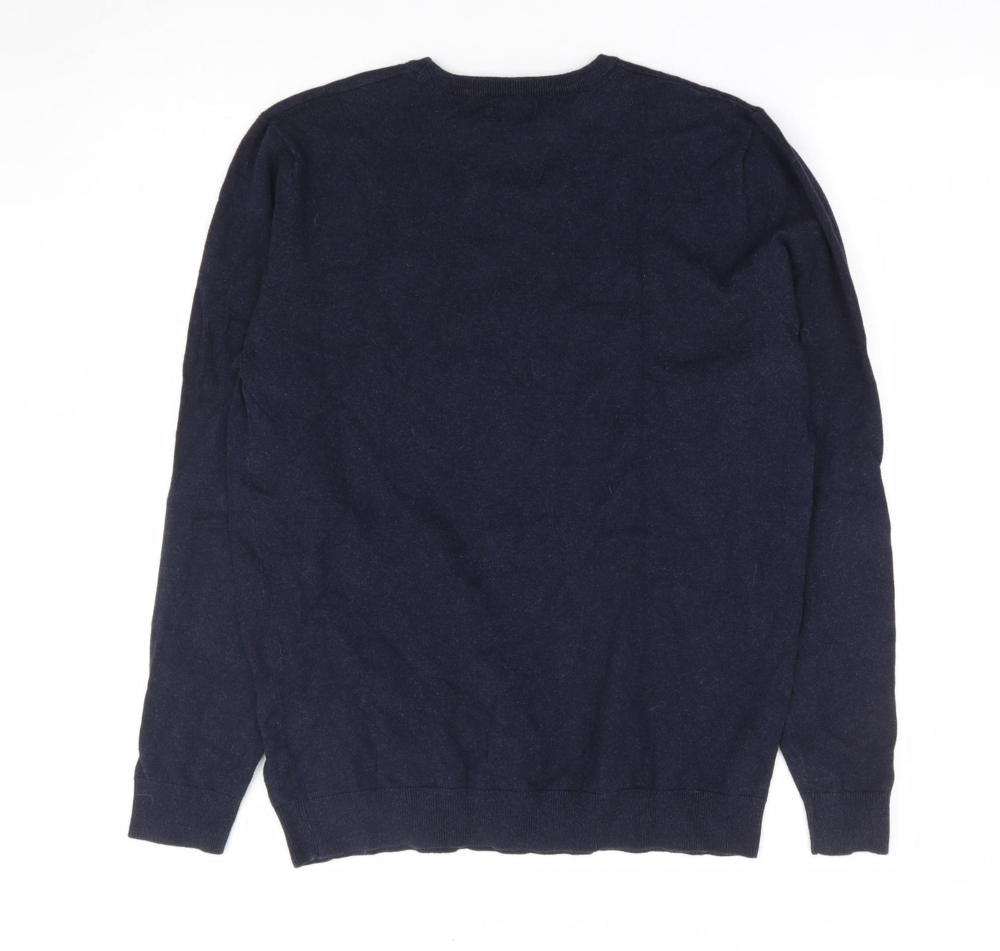 F&F Mens Blue Crew Neck Cotton Pullover Jumper Size M