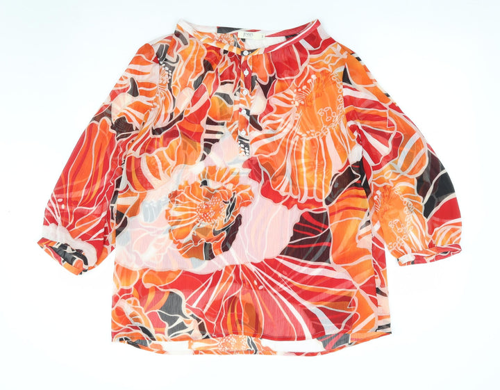Jensen Womens Multicoloured Geometric Polyester Jersey Blouse Size 12 Round Neck