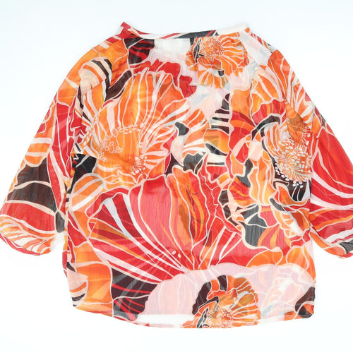 Jensen Womens Multicoloured Geometric Polyester Jersey Blouse Size 12 Round Neck