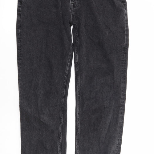 ASOS Mens Black Cotton Straight Jeans Size 32 L32 in Regular Zip