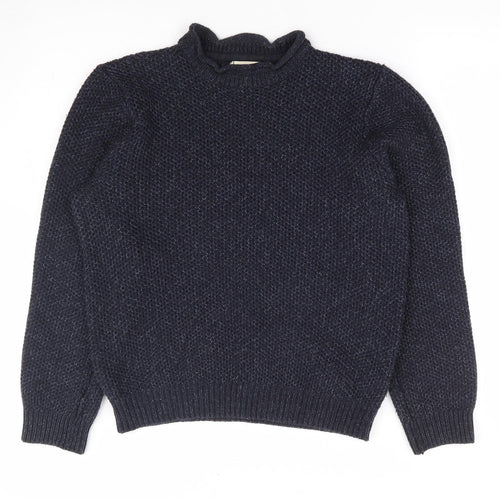 George Mens Blue Mock Neck Acrylic Pullover Jumper Size S