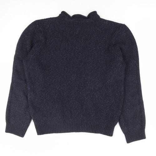 George Mens Blue Mock Neck Acrylic Pullover Jumper Size S