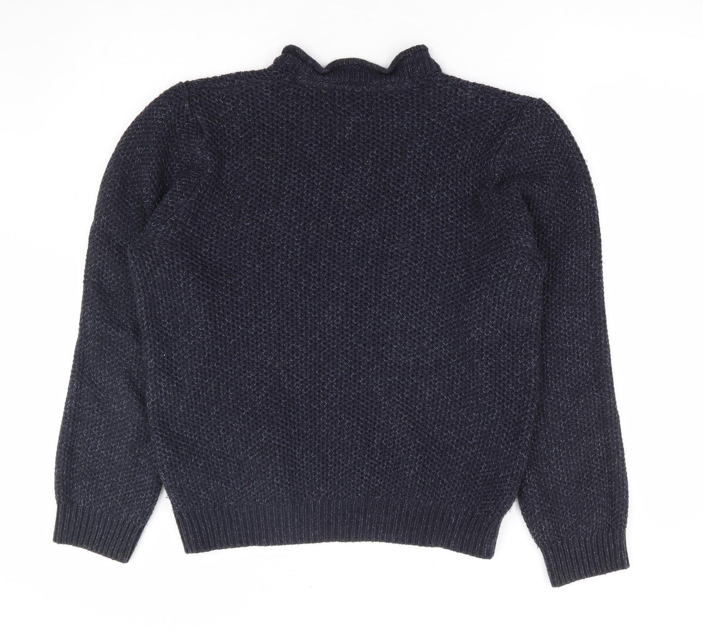 George Mens Blue Mock Neck Acrylic Pullover Jumper Size S