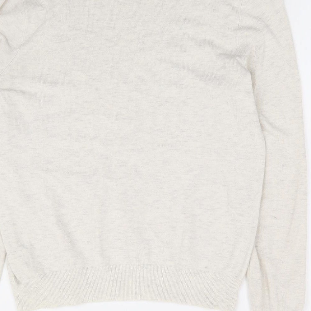 Marks and Spencer Womens Beige Round Neck Geometric Viscose Pullover Jumper Size 12 - Butterfly