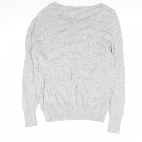 Jacques Vert Womens Grey Round Neck Viscose Pullover Jumper Size L