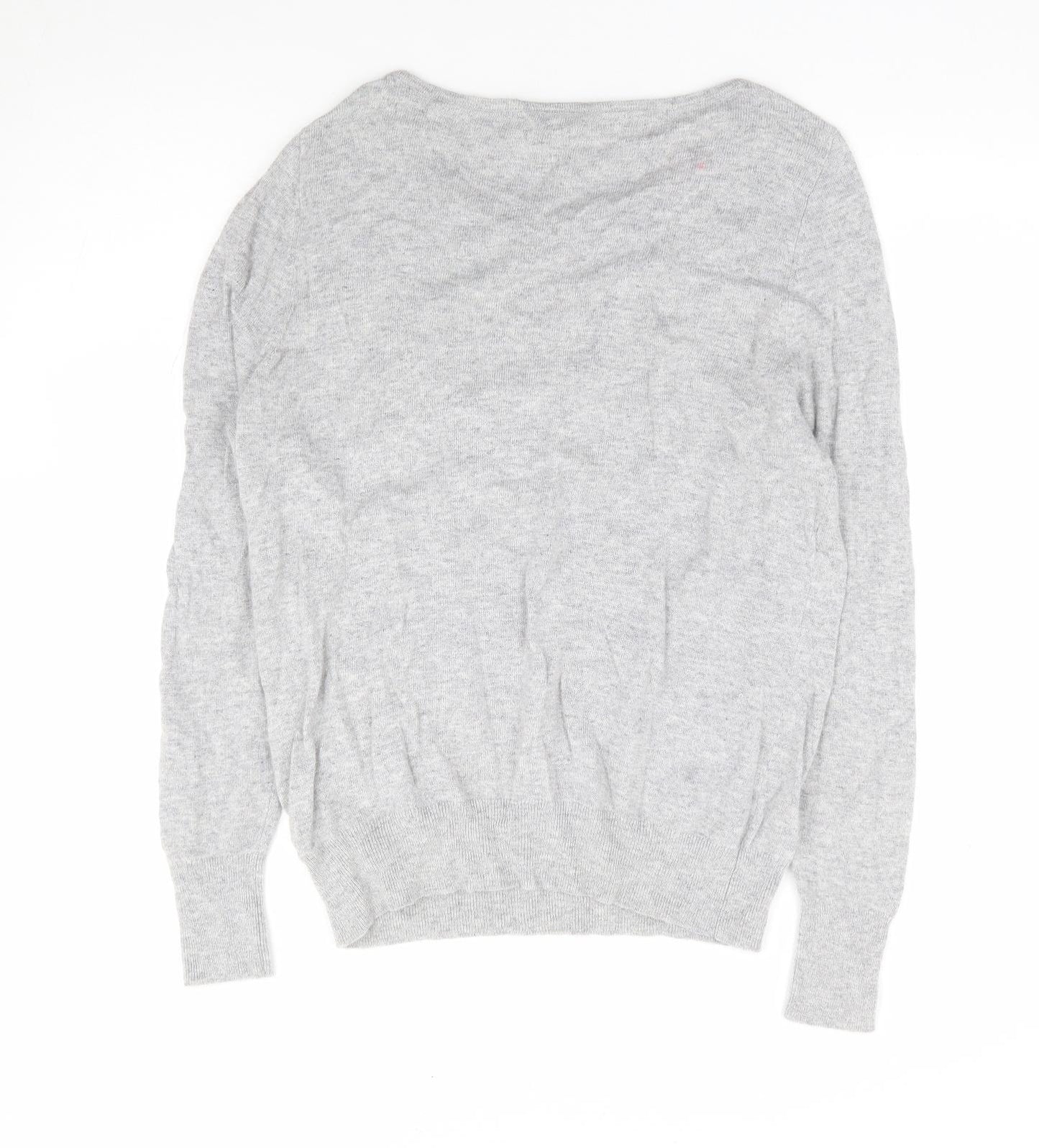 Jacques Vert Womens Grey Round Neck Viscose Pullover Jumper Size L