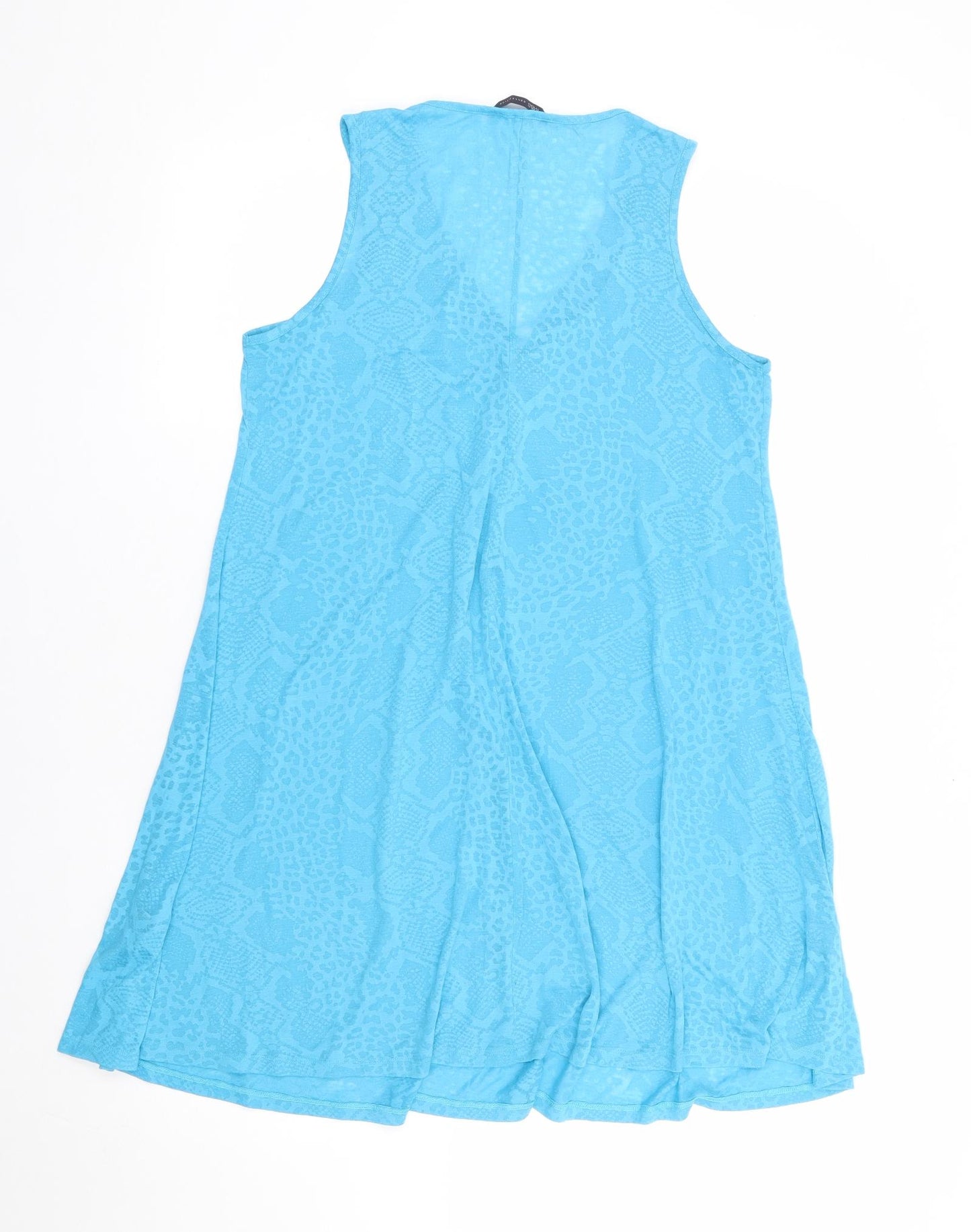 Marks and Spencer Womens Blue Geometric Polyester A-Line Size 12 V-Neck Pullover - Cover Up