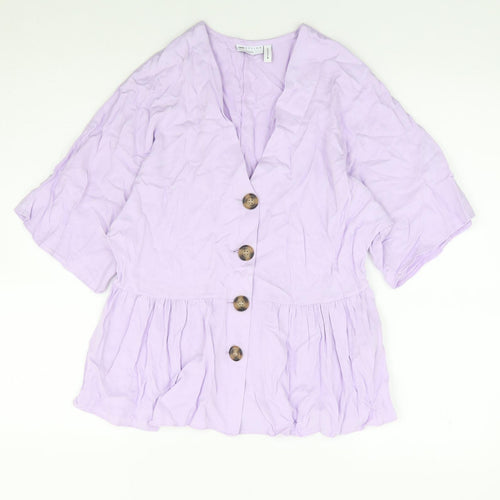 ASOS Womens Purple Viscose Jersey Blouse Size 6 V-Neck - Smock