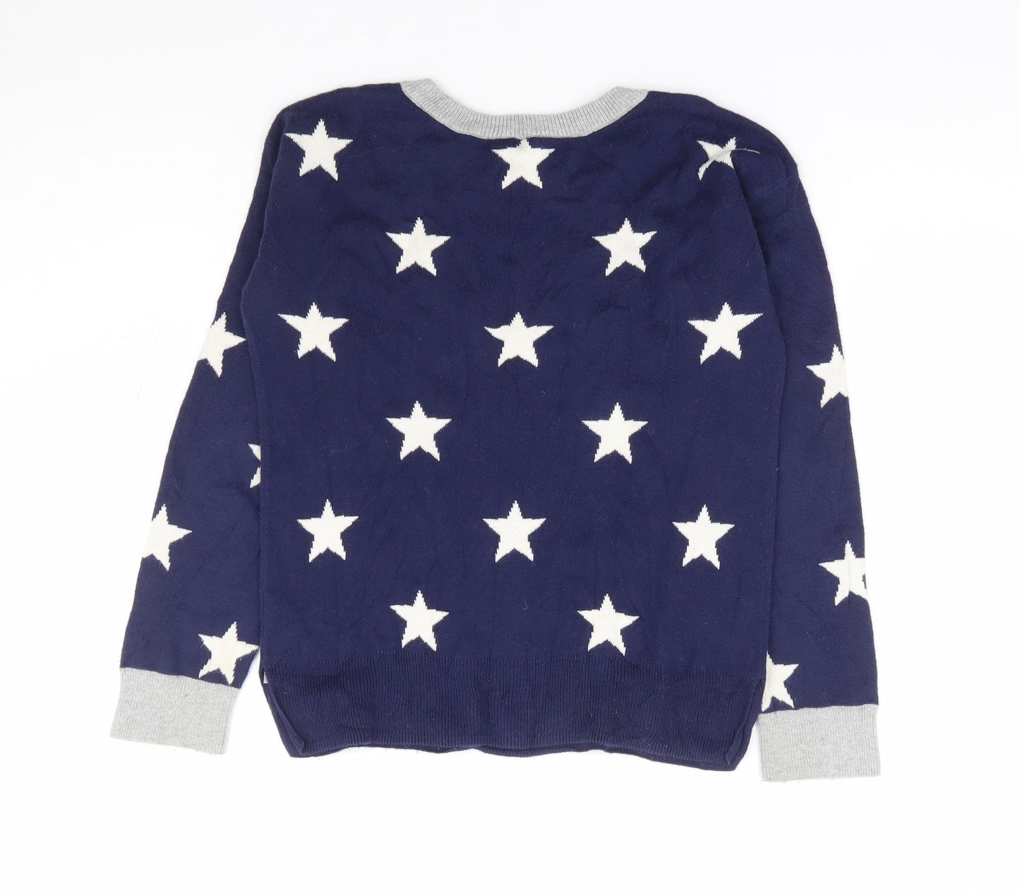 Gap Girls Blue Round Neck Geometric 100% Cotton Pullover Jumper Size 8-9 Years Pullover - Star