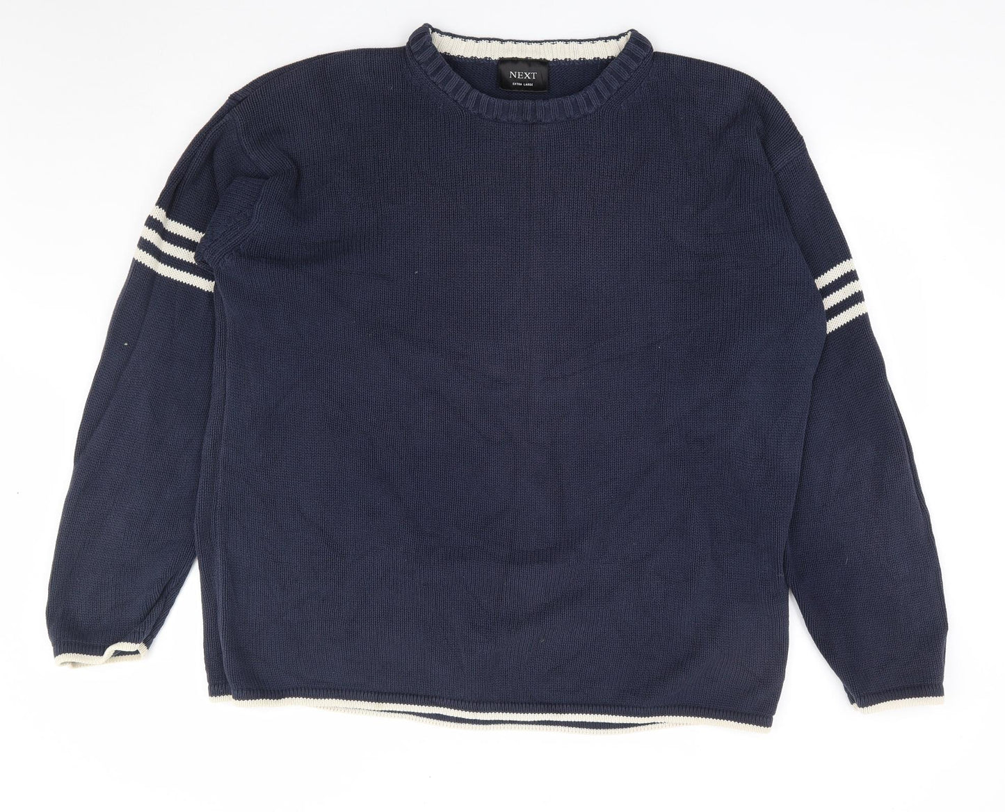 NEXT Mens Blue Round Neck Cotton Pullover Jumper Size XL