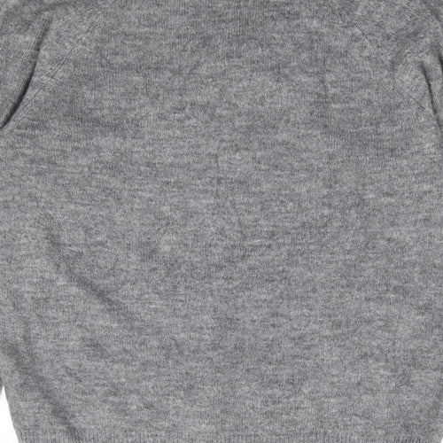 H&M Womens Grey V-Neck Acrylic Pullover Jumper Size S