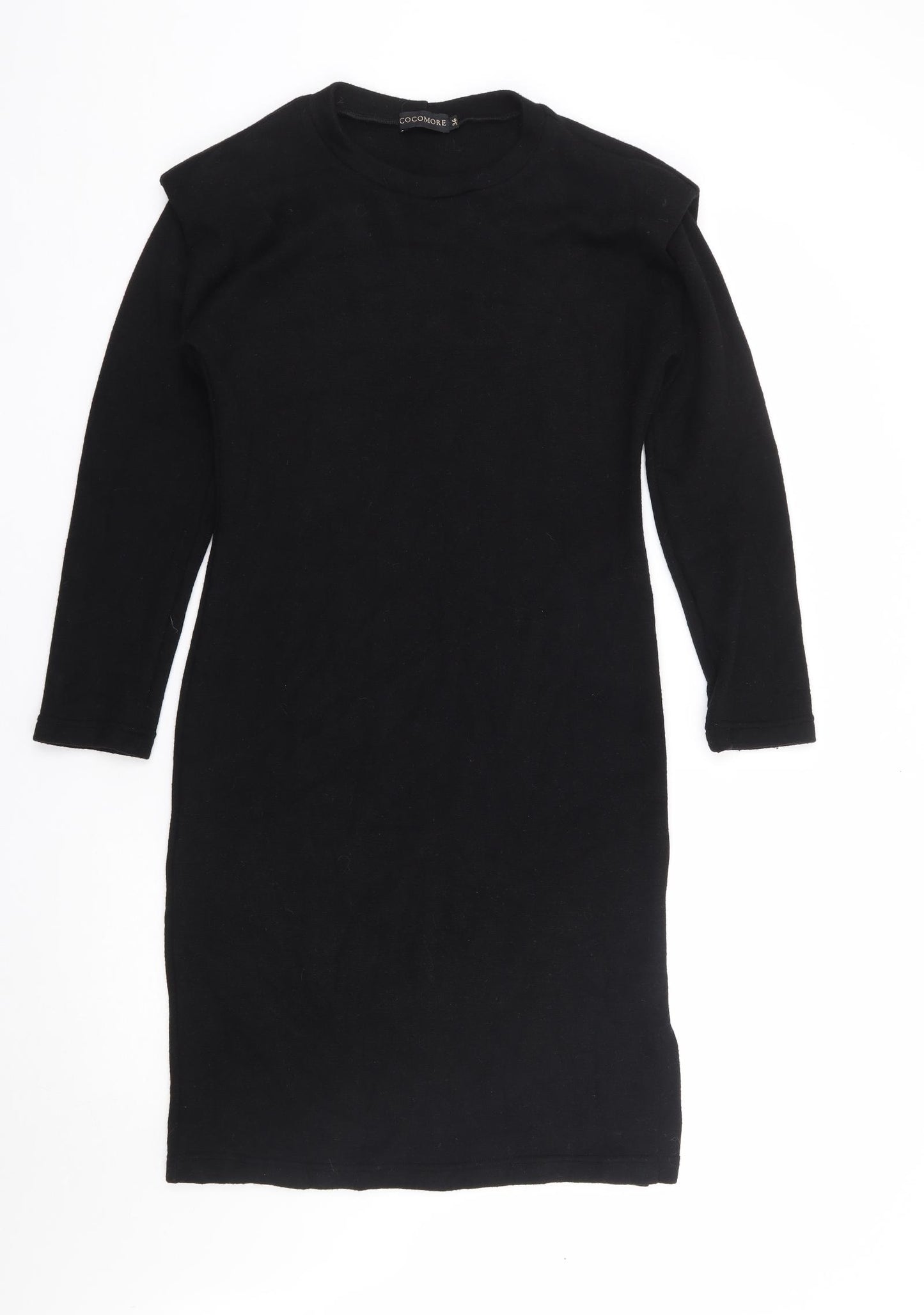 Cocomore Womens Black Cotton Jumper Dress Size 8 Round Neck Pullover