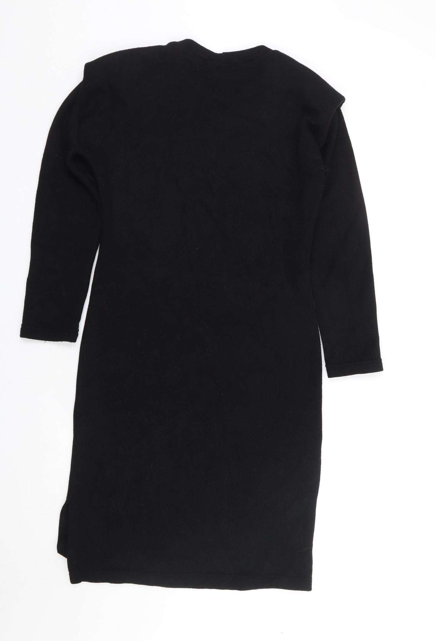 Cocomore Womens Black Cotton Jumper Dress Size 8 Round Neck Pullover