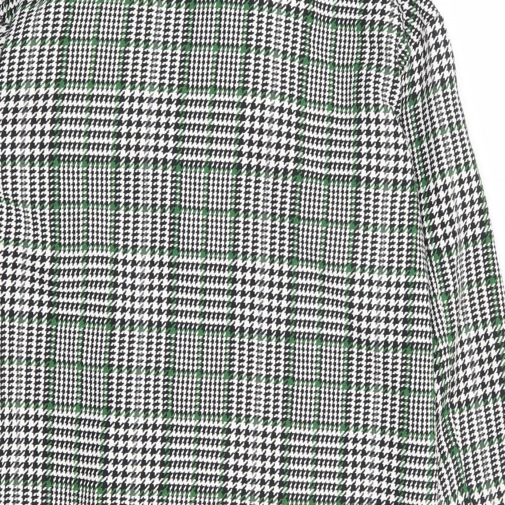 Stradavarius Womens Multicoloured Geometric Overcoat Coat Size M Button - Houndstooth