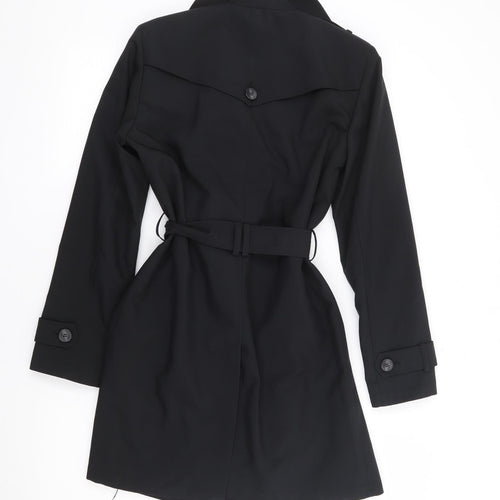 Marks and Spencer Womens Black Trench Coat Coat Size 10 Button