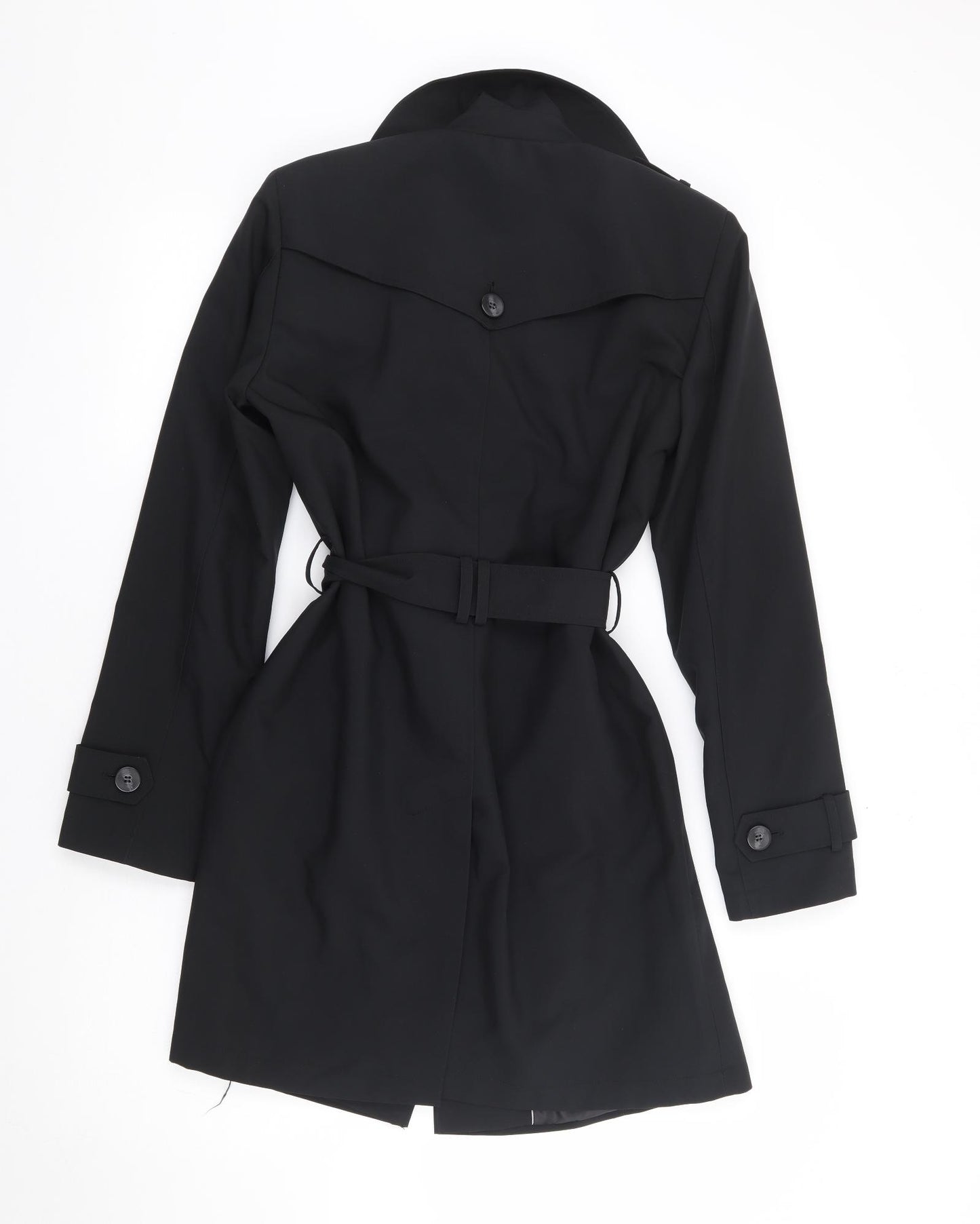 Marks and Spencer Womens Black Trench Coat Coat Size 10 Button