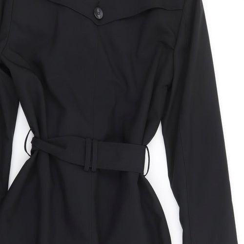 Marks and Spencer Womens Black Trench Coat Coat Size 10 Button