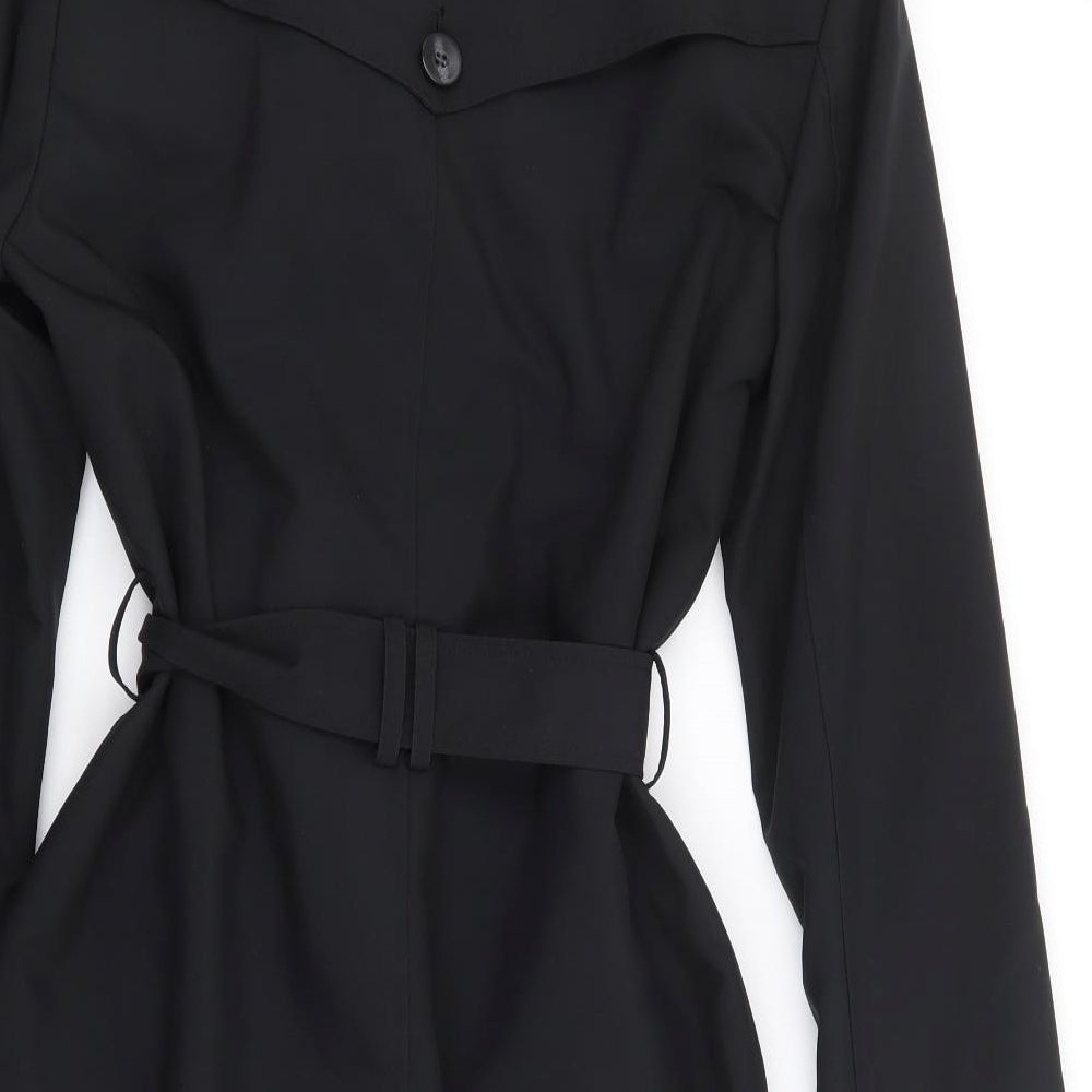 Marks and Spencer Womens Black Trench Coat Coat Size 10 Button