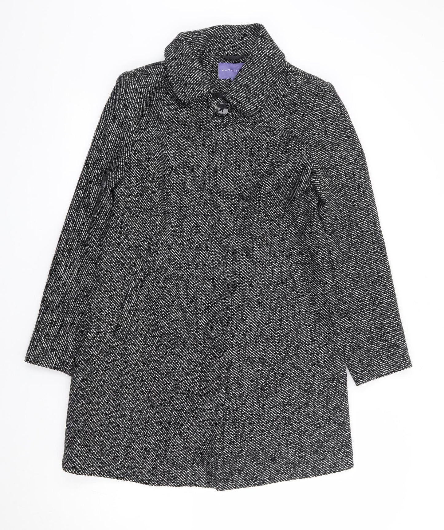 Autonomy Womens Black Overcoat Coat Size 12 Button