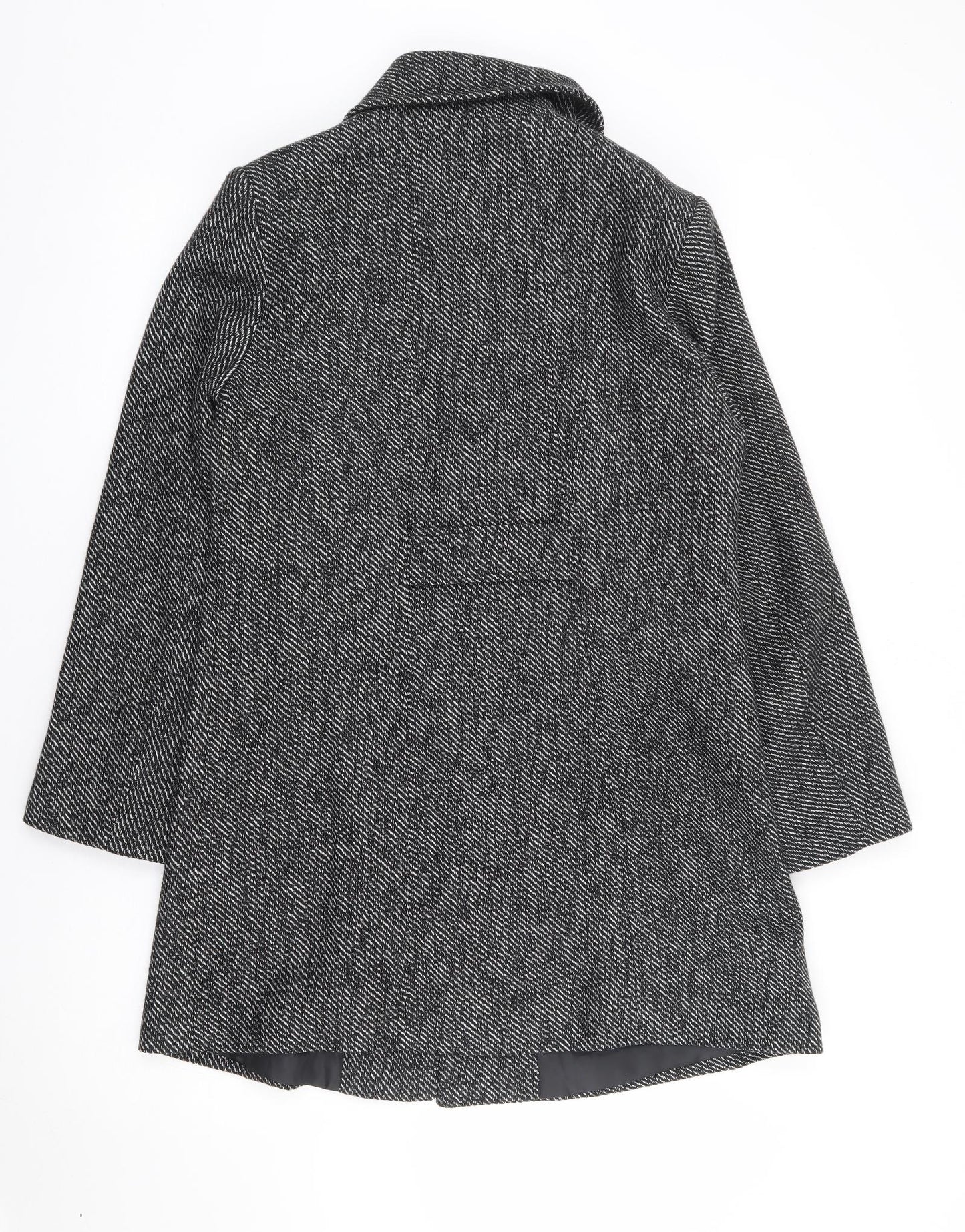 Autonomy Womens Black Overcoat Coat Size 12 Button