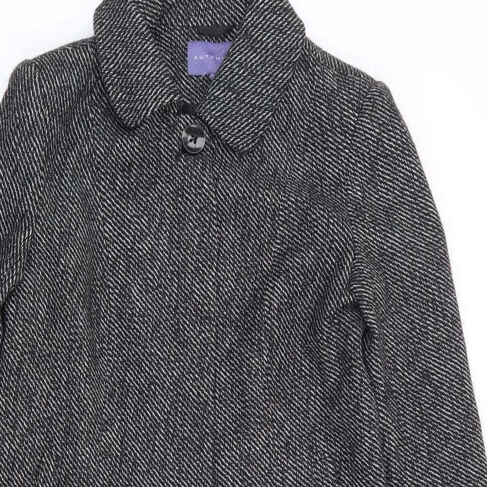 Autonomy Womens Black Overcoat Coat Size 12 Button