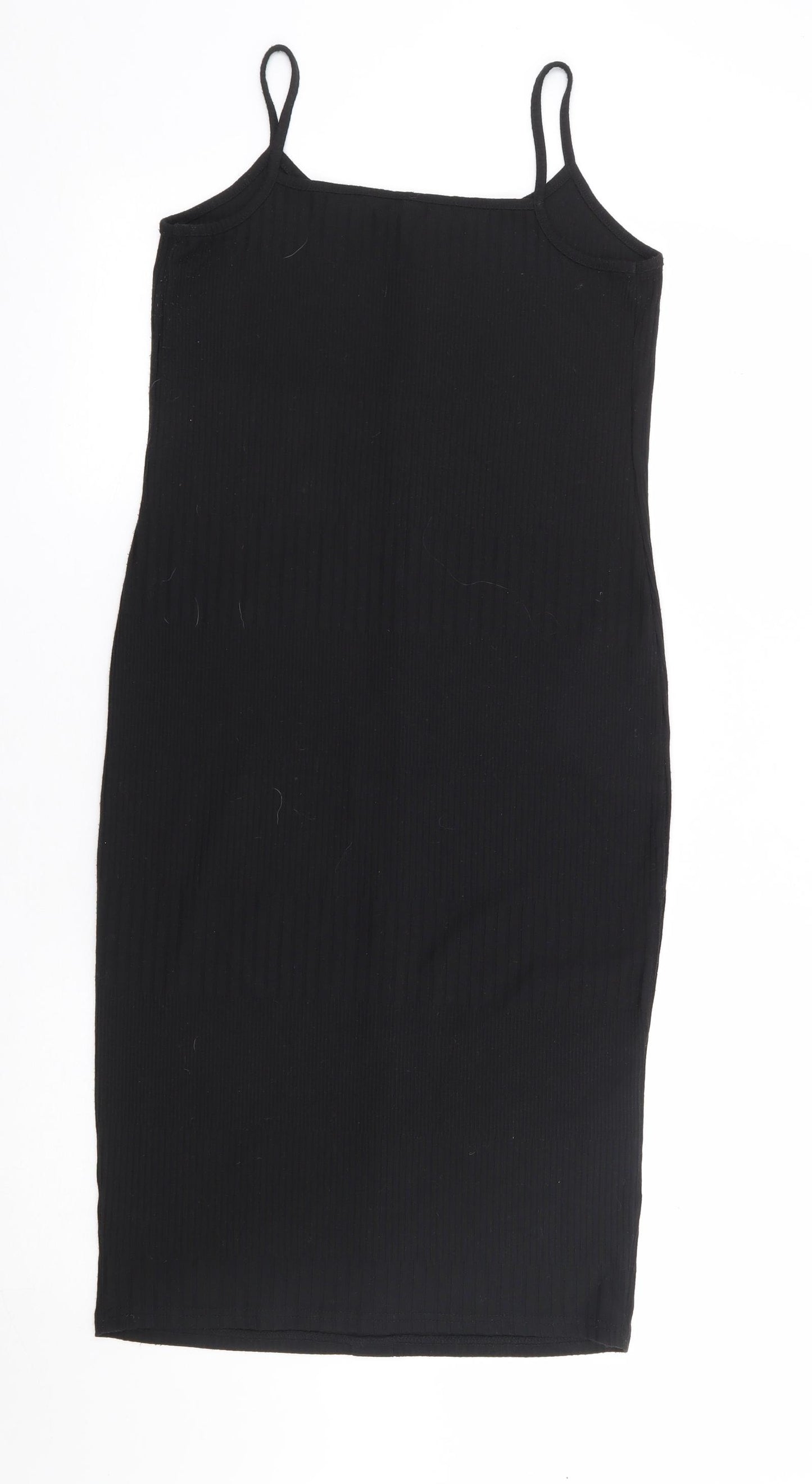F&F Womens Black Polyester Tank Dress Size 8 Square Neck Pullover