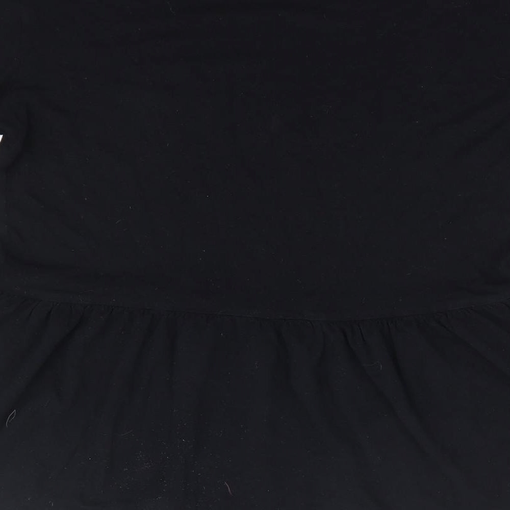 New Look Womens Black Viscose Jersey T-Shirt Size 8 Round Neck - Peplum, Smock