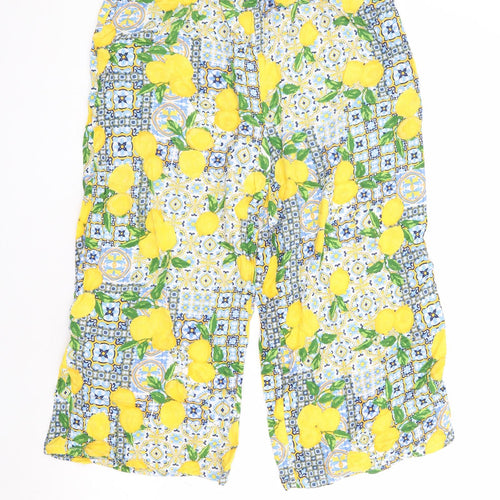 Primark Womens Multicoloured Geometric Viscose Cropped Trousers Size 12 L21 in Regular - Culottes