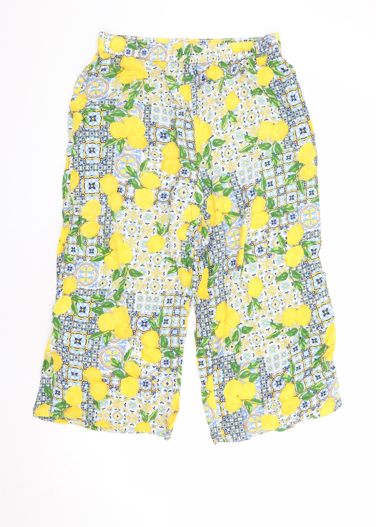 Primark Womens Multicoloured Geometric Viscose Cropped Trousers Size 12 L21 in Regular - Culottes