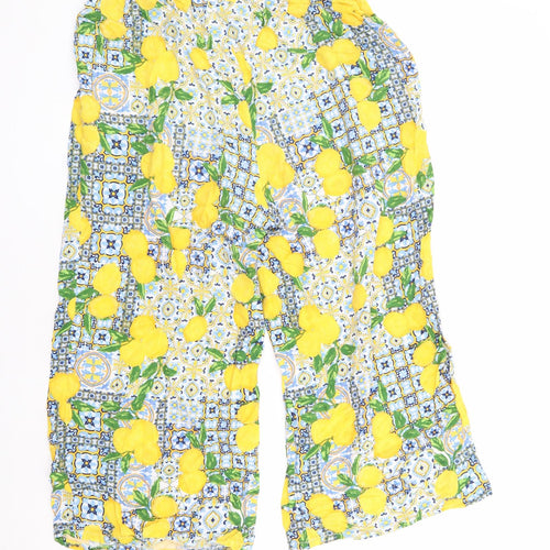 Primark Womens Multicoloured Geometric Viscose Cropped Trousers Size 12 L21 in Regular - Culottes