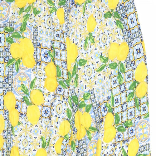 Primark Womens Multicoloured Geometric Viscose Cropped Trousers Size 12 L21 in Regular - Culottes