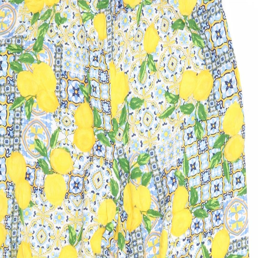Primark Womens Multicoloured Geometric Viscose Cropped Trousers Size 12 L21 in Regular - Culottes