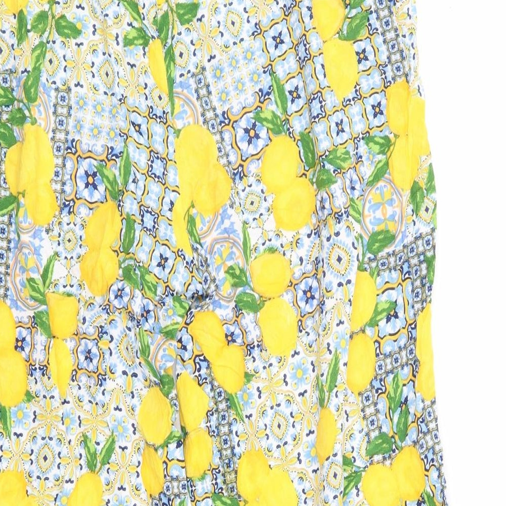 Primark Womens Multicoloured Geometric Viscose Cropped Trousers Size 12 L21 in Regular - Culottes