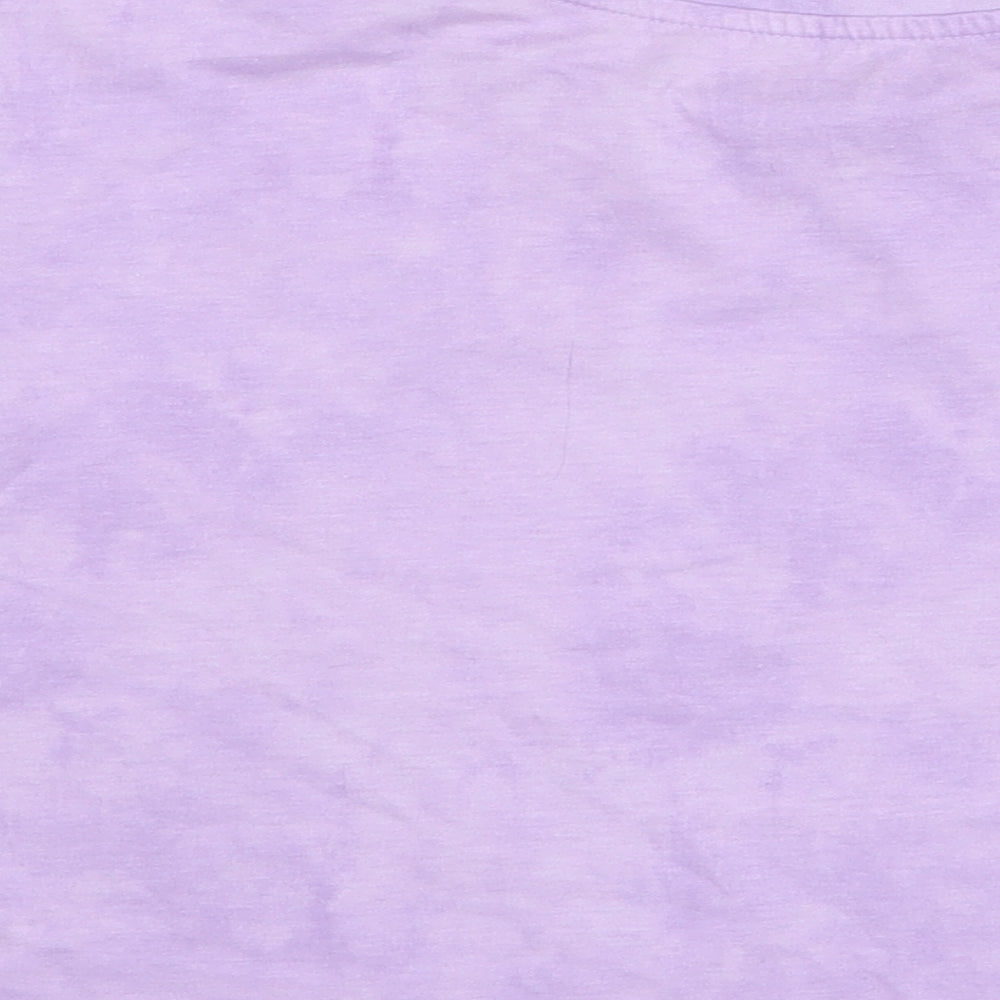 Dunnes Stores Girls Purple Geometric Polyester Cropped T-Shirt Size 9-10 Years Round Neck Pullover - Style Icon