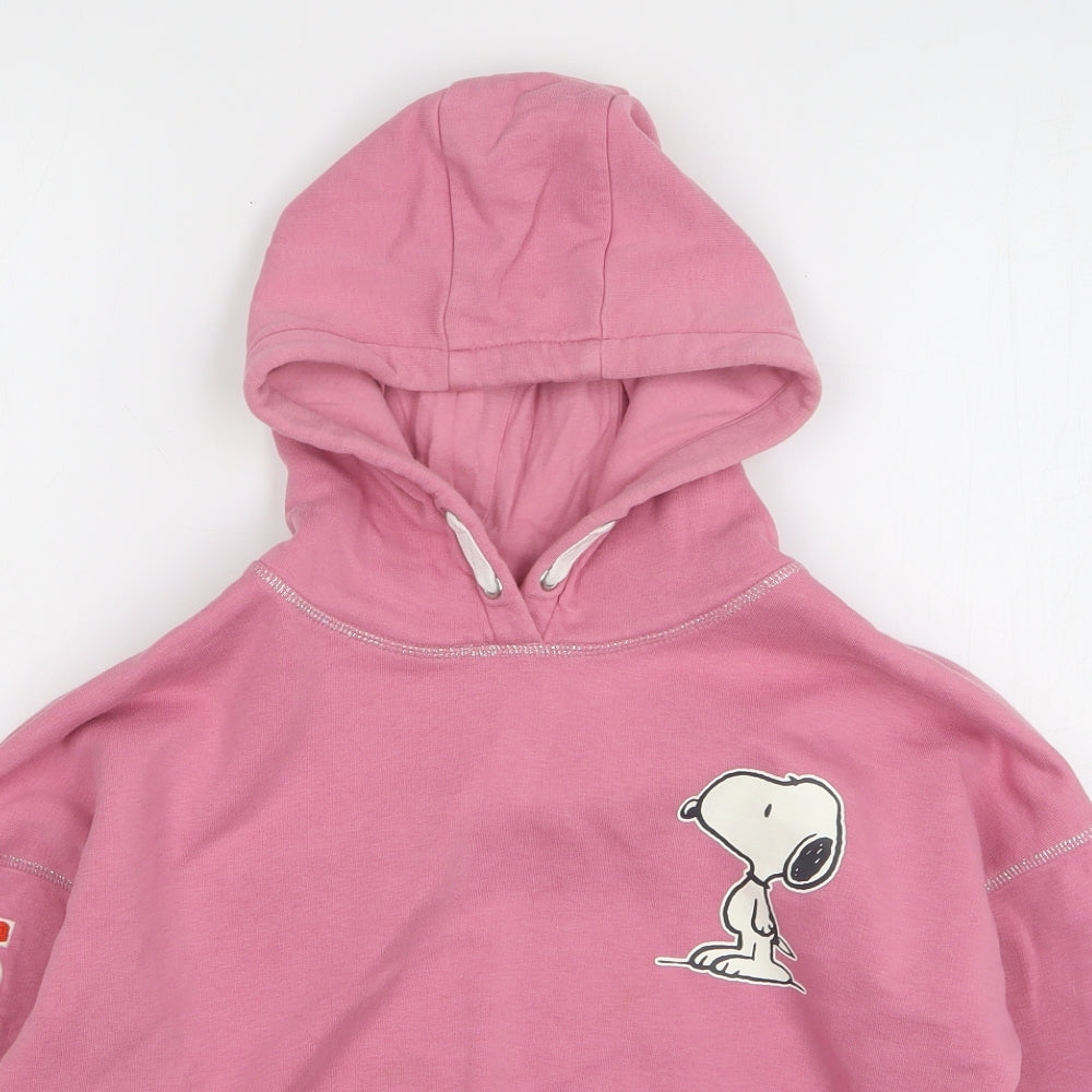Marks and Spencer Girls Pink Geometric Cotton Pullover Hoodie Size 10-11 Years Pullover - Snoopy