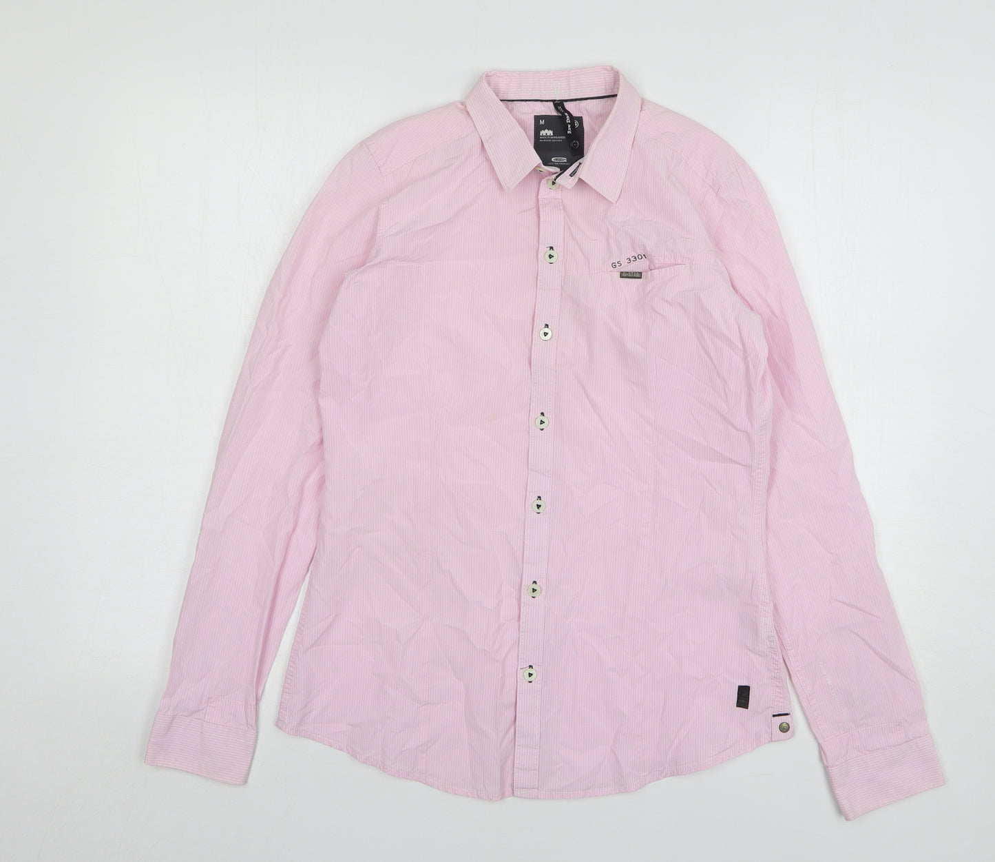 G Star Raw Womens Pink Striped Cotton Basic Button-Up Size M Collared