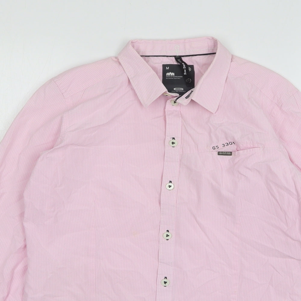 G Star Raw Womens Pink Striped Cotton Basic Button-Up Size M Collared