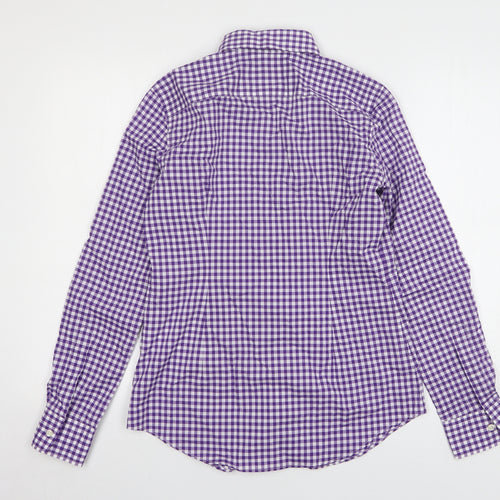 Ralph Lauren Womens Purple Check Cotton Basic Button-Up Size 6 Collared