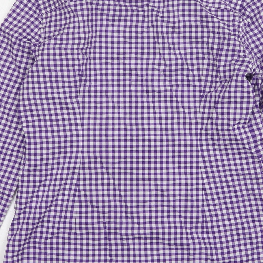 Ralph Lauren Womens Purple Check Cotton Basic Button-Up Size 6 Collared