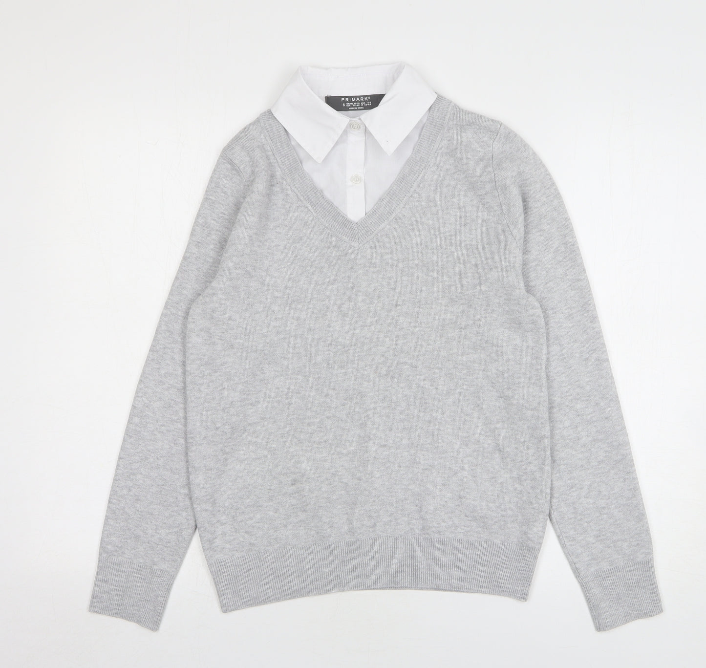 Primark Womens Grey Collared Polyester Pullover Jumper Size 10