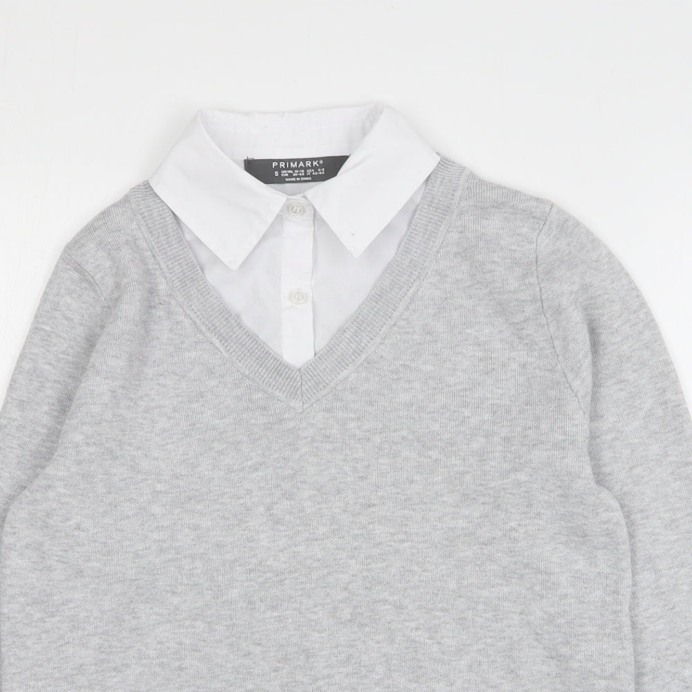 Primark Womens Grey Collared Polyester Pullover Jumper Size 10