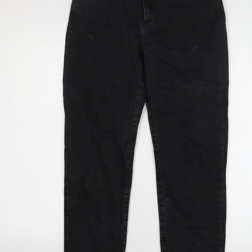 Denim & Co. Womens Black Cotton Straight Jeans Size 8 L28 in Regular Zip