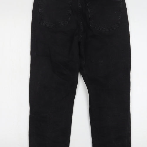 Denim & Co. Womens Black Cotton Straight Jeans Size 8 L28 in Regular Zip