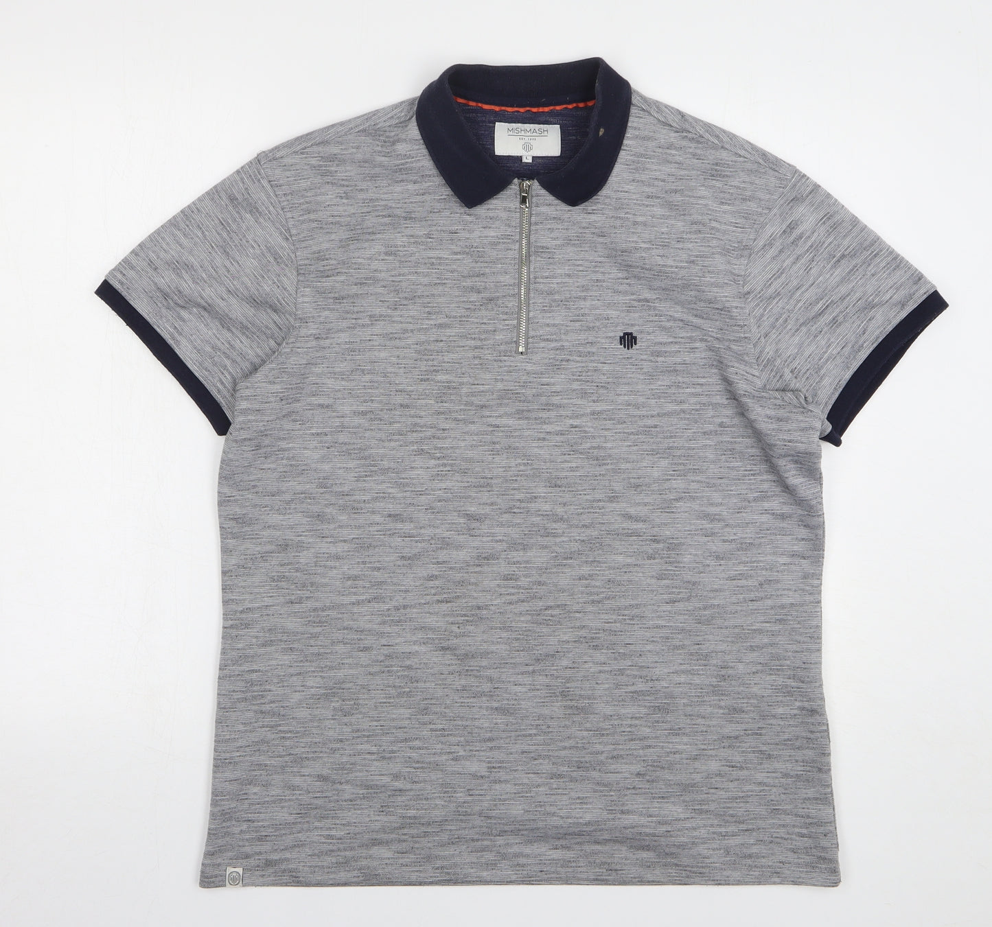 MishMash Womens Grey Cotton Basic Polo Size L Collared